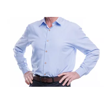 Chemise Aper Manches Longues Tissu Rayé Bleu