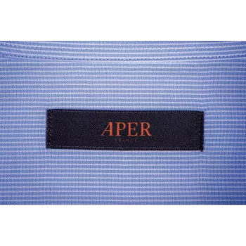 Chemise Aper Manches Longues Tissu Rayé Bleu Chemise Aper Manches Longues Tissu Rayé Bleu