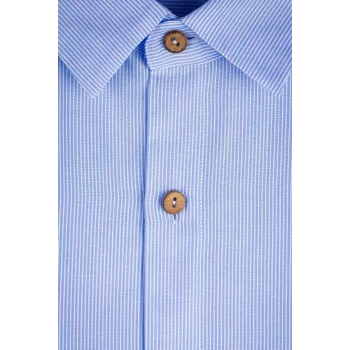 Chemise Aper Manches Longues Tissu Rayé Bleu Chemise Aper Manches Longues Tissu Rayé Bleu