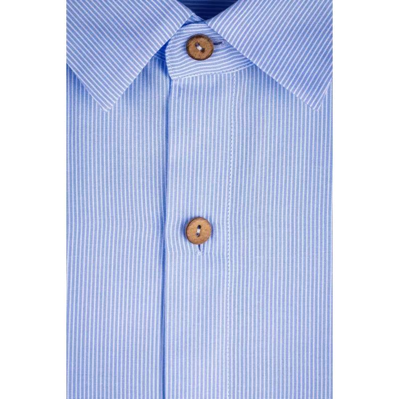 Chemise Aper Manches Longues Tissu Rayé Bleu Chemise Aper Manches Longues Tissu Rayé Bleu