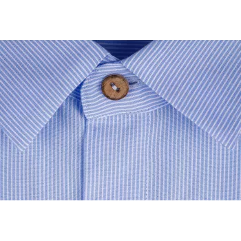 Chemise Aper Manches Longues Tissu Rayé Bleu Chemise Aper Manches Longues Tissu Rayé Bleu