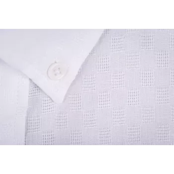 Chemise Manches Courtes Tissu Gaufré Blanc Chemise Manches Courtes Tissu Gaufré Blanc