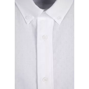 Chemise Manches Longues Tissu Gaufré Blanc