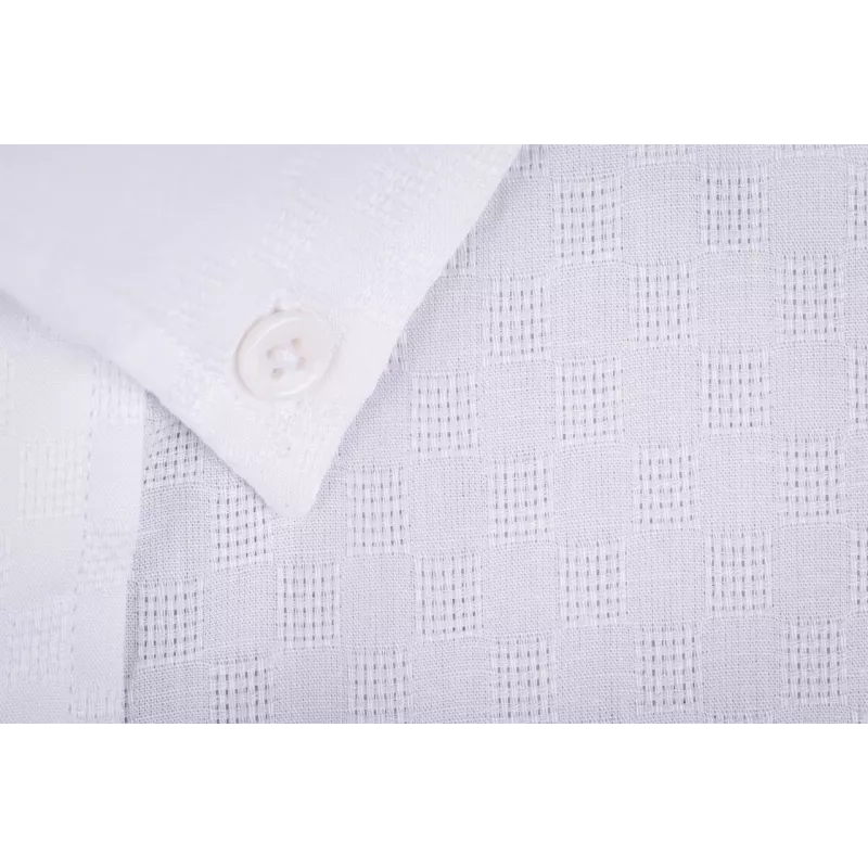 Chemise Manches Longues Tissu Gaufré Blanc