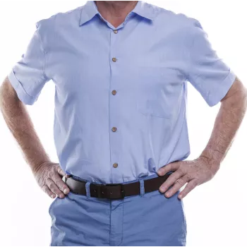 Chemise Aper Manches Courtes Tissu Rayé Bleu Chemise Aper Manches Courtes Tissu Rayé Bleu