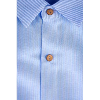 Chemise Aper Manches Courtes Tissu Rayé Bleu Chemise Aper Manches Courtes Tissu Rayé Bleu