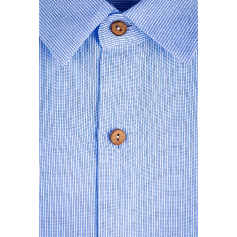 Chemise Aper Manches Courtes Tissu Rayé Bleu Chemise Aper Manches Courtes Tissu Rayé Bleu