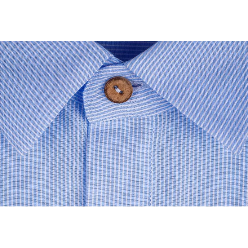 Chemise Aper Manches Courtes Tissu Rayé Bleu Chemise Aper Manches Courtes Tissu Rayé Bleu