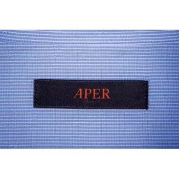 Chemise Aper Manches Courtes Tissu Rayé Bleu Chemise Aper Manches Courtes Tissu Rayé Bleu